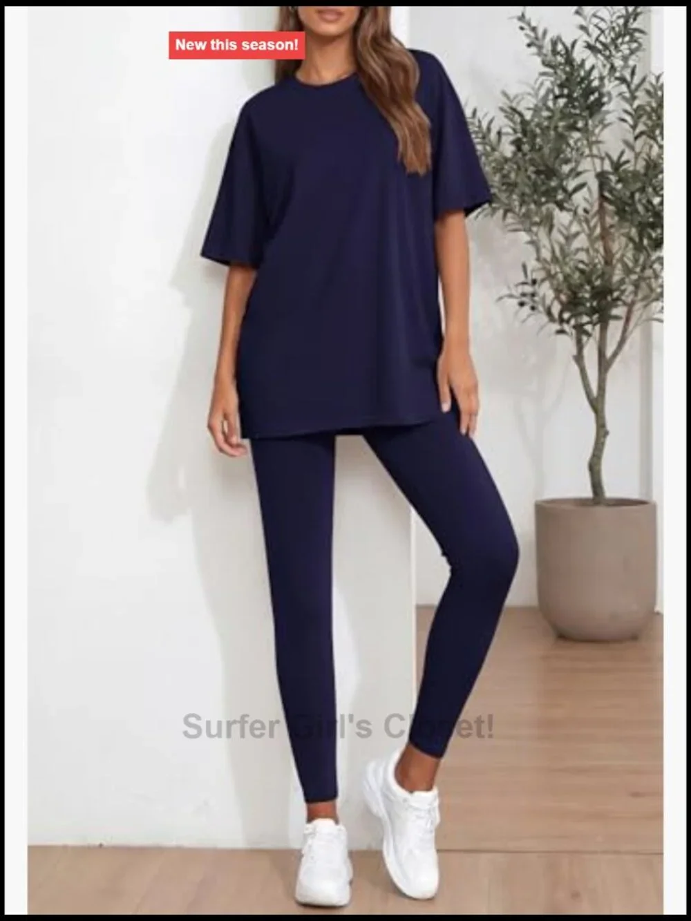 Two Piece Lounge Set - Oversized Shirt & Leggings - Casual Travel Outfit